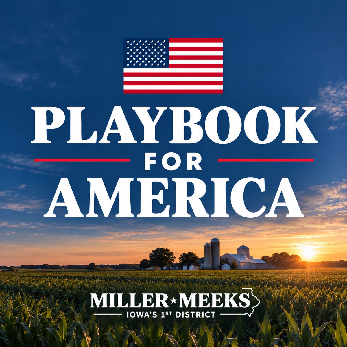 RepMMM's tweet photo. A record of results. A roadmap for what’s next.

Today, I’m launching my Playbook for America, laying out what we’ve delivered for Iowans and what I’m still fighting for in Congress.

Five priorities. One goal: putting Iowans first. 🇺🇸 https://t.co/SoXvMkLew8