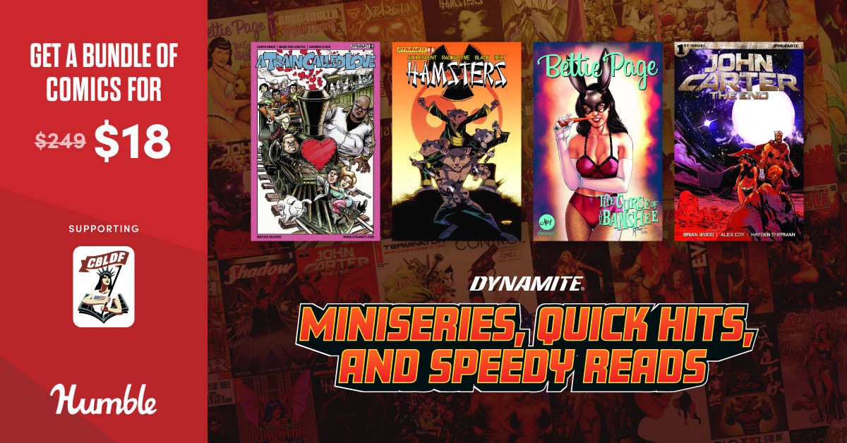 CBLDF's tweet photo. This @DynamiteComics @humblebooks bundle ends tomorrow, 9/15 — supporting @cbldf!  https://t.co/ITfY3ZuQKn https://t.co/c4AhmVN0sI