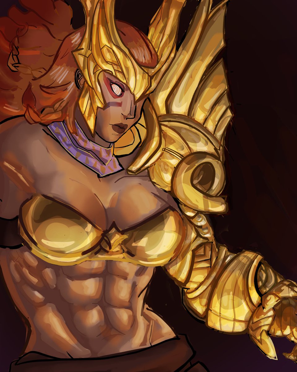 Ameliorate024's tweet photo. please arcsys i need her in marvel tokon not because i think she’s a good pick or anything i just don’t want to play marvel rivals anymore please 

i fully committed to rendering the gold on her chest piece before zooming out and realising what that meant for the whole piece. https://t.co/EikfkWTSIX