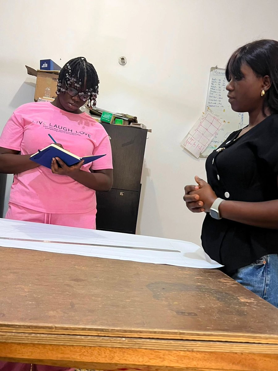 isleygata's tweet photo. Week 2: Introduction to Basic Pattern Making

Faderera learned the tools and drafted skirt, pant, bodice, and circle skirt blocks. These foundational patterns improve fit, reduce mistakes, save fabric, and support professional garment design. https://t.co/gxxVq9WJp9
