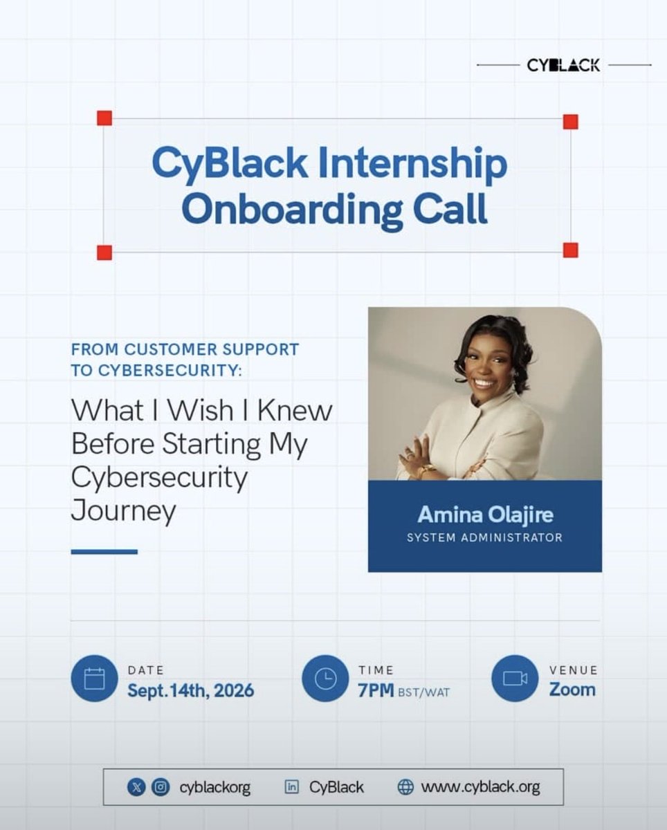 Ginaclinton2's tweet photo. Day 1 onboarding session of my @Cyblackorg Internship 🤭

Guest speakers, alumni &amp; co-founders shared valuable nuggets.

Biggest takeaway: Don’t compare your journey. Keep learning, get practical, and don’t underestimate where you’re coming from. 
@ireteeh @amina_olajire 
#cyber https://t.co/eTqgZLkqQ7