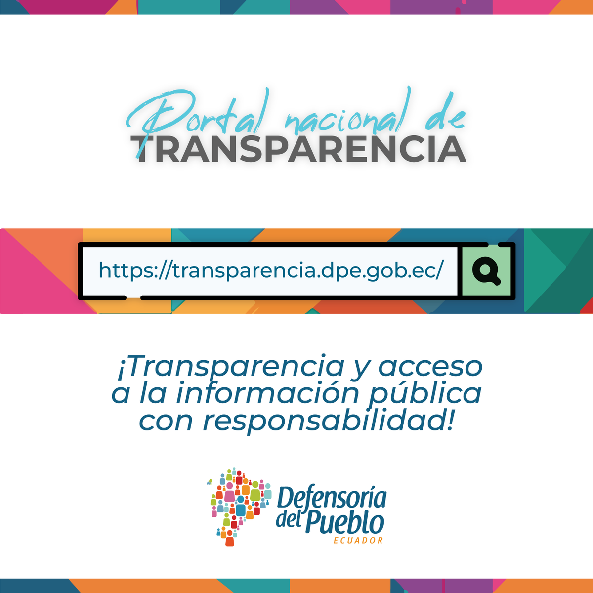 DEFENSORIAEC's tweet photo. 🔍 #TransparenciaDPE | La transparencia focalizada publica información adicional y útil para comprender problemas públicos, incrementar el conocimiento ciudadano, fortalecer la toma de decisiones y mejorar la rendición de cuentas. https://t.co/5jjsYOzVxm