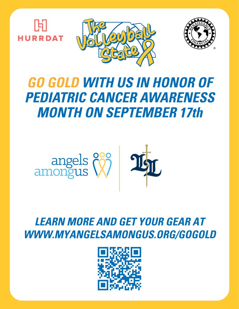 LLWarriorsVB's tweet photo. The ball is in our court. Lincoln Lutheran is going gold.
πποΈ
Join us on Thursday, 9/17 as we go gold with the volleyball state to raise awareness and support for pediatric cancer.
#GoGold #VolleyballState #GoGoldNebraska
Learn more https://t.co/2wuol7OFRU https://t.co/JgEfmD9y1b