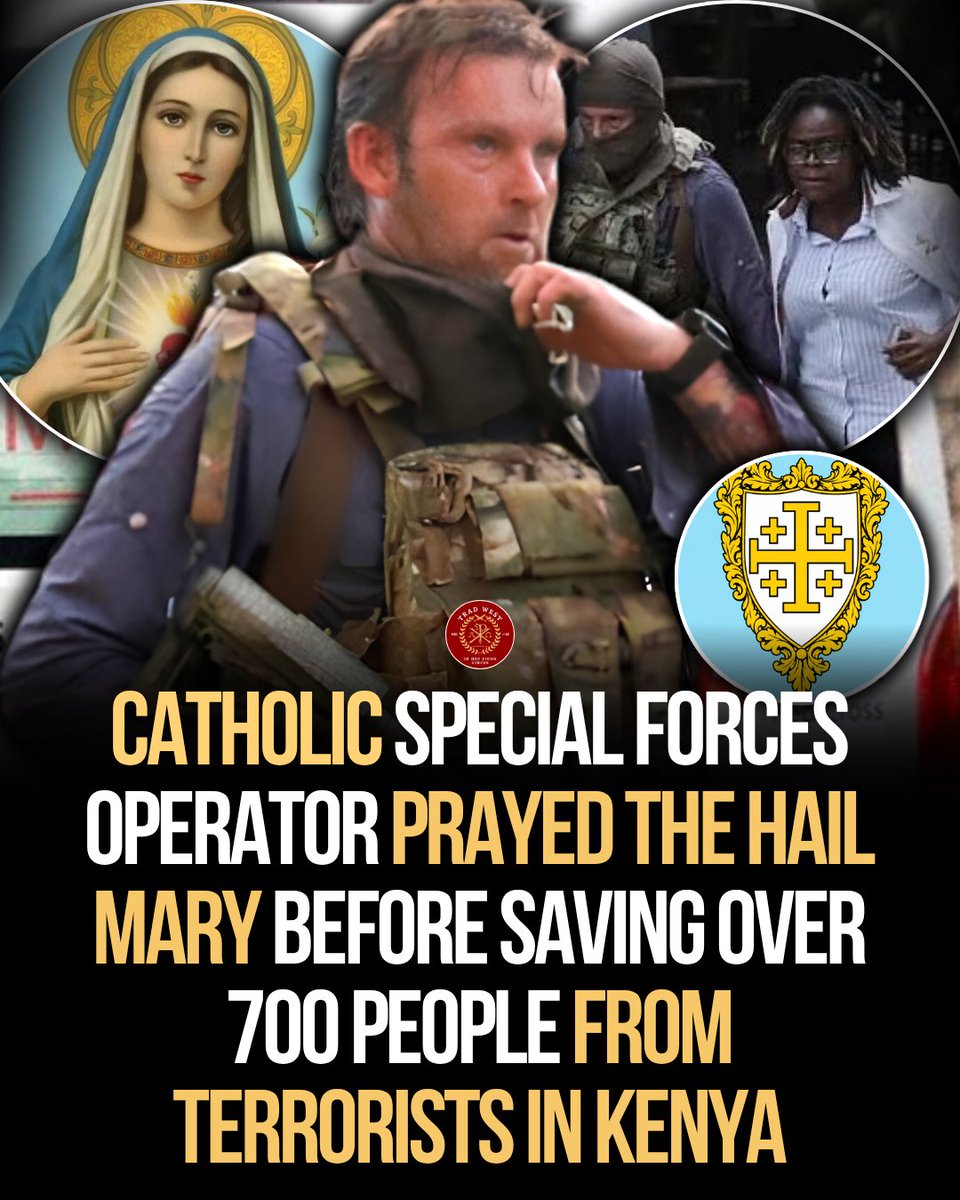 trad_west_'s tweet photo. Christian Craighead confirmed on The Shawn Ryan Show recently that before engaging the 2 of the terrorists that he prayed the Hail Mary.

Before turning to face evil, he turned to Our Blessed Mother and asked for her intercession.

He saved 700 people that day.

Never doubt our Blessed Mother's intercession.