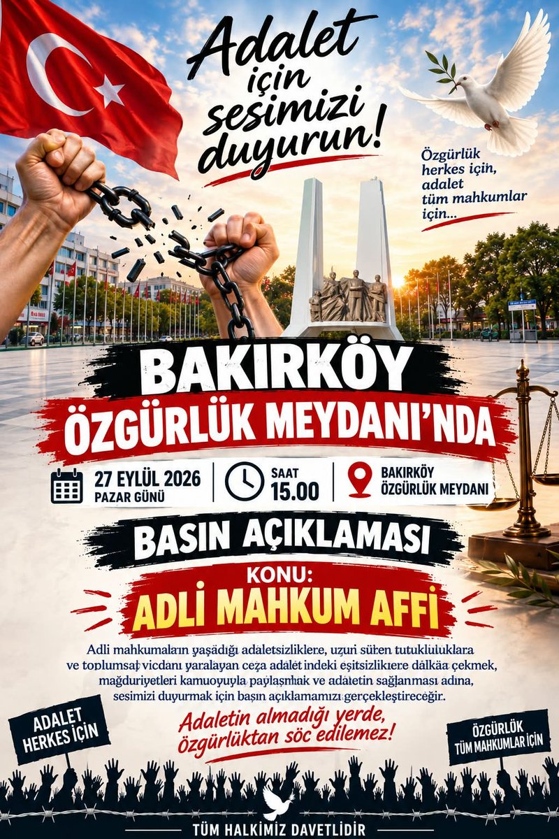 Mhalukcavusoglu's tweet photo. 27 EYLüL PAZAR GÜNÜ 
⏰15:00 BASIN AÇIKLAMASI 
KADER MAHKUMU AİLELERİNİ 
BEKLİYORUZ 🕊️ https://t.co/ozX9n6bn6U