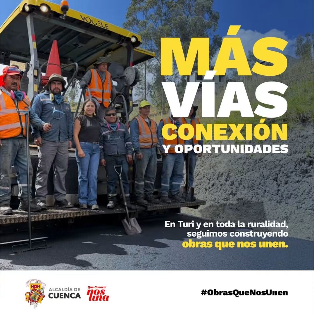 OOPPCuenca's tweet photo. #Obras | Concluimos el asfaltado de 800 metros de la vía Patapamba, en la parroquia #Turi.
🚘 Una obra que beneficia a cerca de 5.000 personas y mejora la movilidad y seguridad del sector.
Una obra de USD 760.000, fruto del trabajo articulado, entre varias instituciones. https://t.co/v2DPYlOpD8