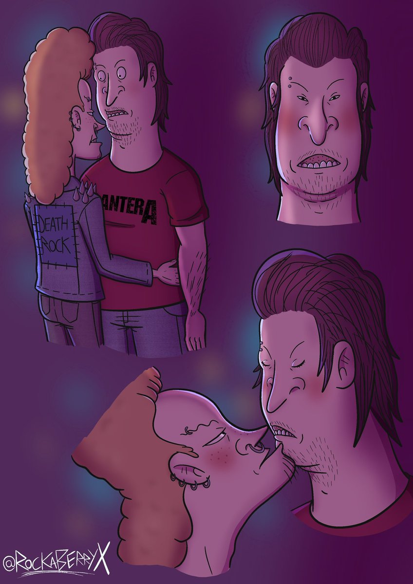rockaberryx's tweet photo. I dunno I just wanna draw something cute with them 💜🩵 #beavisandbutthead #bbhtwt #bnbtwt #beavhead #beavisxbutthead #beavisandbuttheadfanart #fanart #digitalart #artistsontwitter https://t.co/Wmu16FAFuB