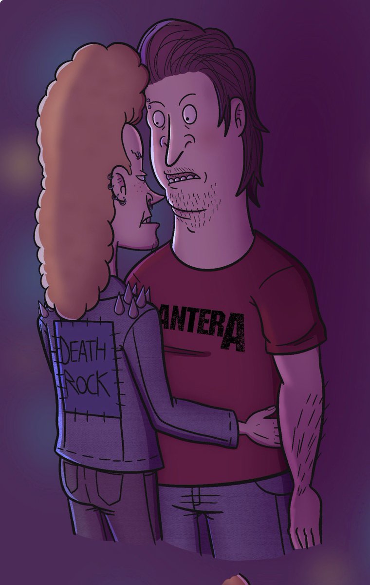rockaberryx's tweet photo. I dunno I just wanna draw something cute with them 💜🩵 #beavisandbutthead #bbhtwt #bnbtwt #beavhead #beavisxbutthead #beavisandbuttheadfanart #fanart #digitalart #artistsontwitter https://t.co/Wmu16FAFuB
