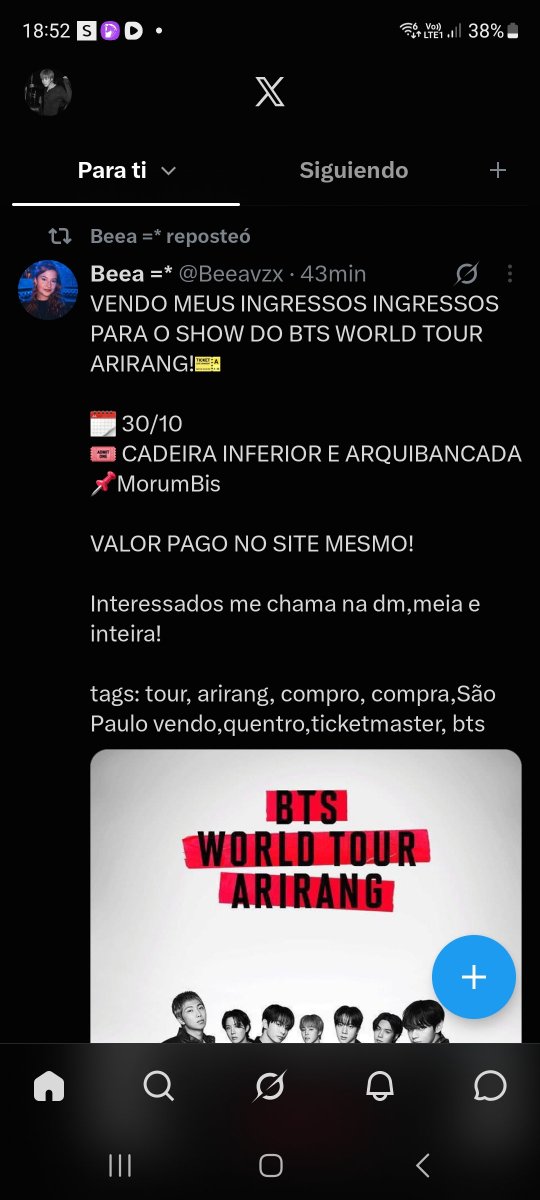 jimimpark13's tweet photo. ‼️Me estafaron y feo ‼️
Yo demas desesperada que confíe es de Brasil,  decía ser b-army en su perfil desde 2018 , yo creí y caí de una , estoy tan triste me duele tanto que pase esto.  Uno con toda la emoción y al final fue una estafa , Ella sigue ofreciendo las entradas. #estafa #morumbis #showbts