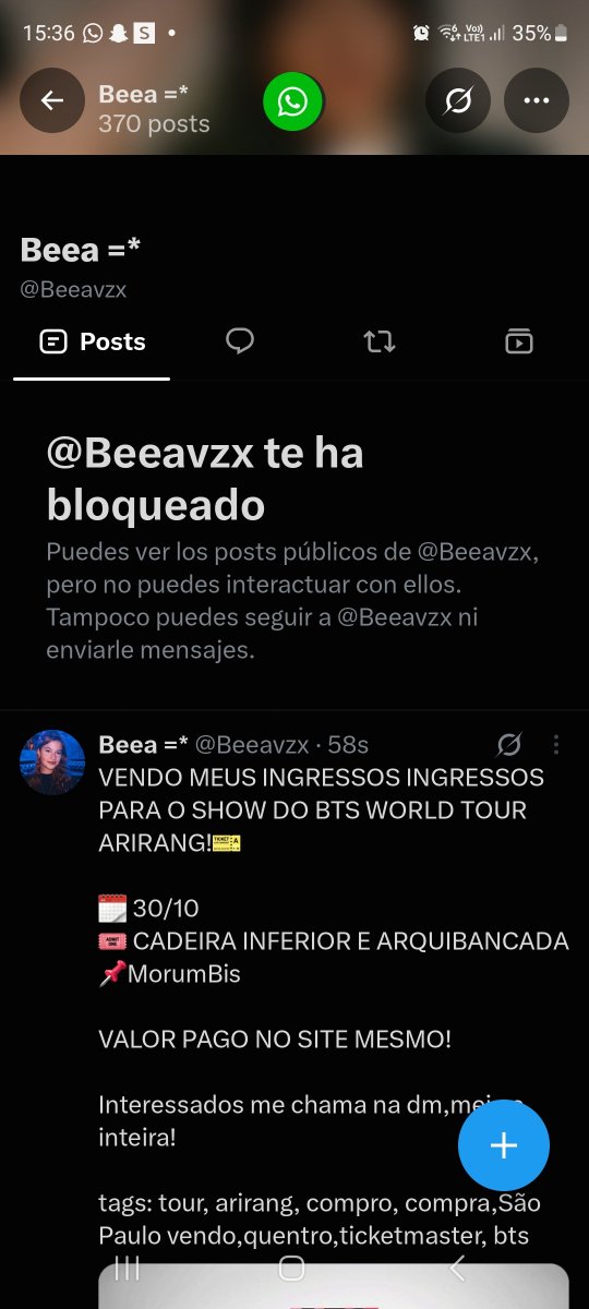 jimimpark13's tweet photo. ‼️Me estafaron y feo ‼️
Yo demas desesperada que confíe es de Brasil,  decía ser b-army en su perfil desde 2018 , yo creí y caí de una , estoy tan triste me duele tanto que pase esto.  Uno con toda la emoción y al final fue una estafa , Ella sigue ofreciendo las entradas. #estafa #morumbis #showbts