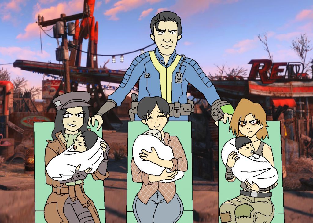 RicharD1ckJohn's tweet photo. My sympathy for Boone be damned, I still can't help but find this image funny. Curie remains a cutie, but why the fuck does Piper look so smug? https://t.co/NKX6oM4kg5