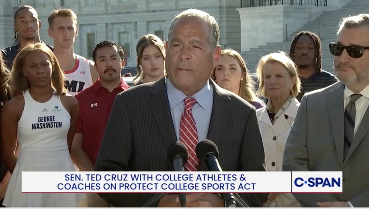 ChrisYBaldwin's tweet photo. University of Houston basketball coach Kelvin Sampson just spoke in Washington D.C. in support of the Protect College Sports Act. "At some point we have to rein in the chaos," Sampson said with Senator Ted Cruz and Senator Maria Cantwell at his side and student-athletes from a number of sports behind him. "This bill is not foolproof. But it's the best thing we have to get improvement and some control in our athletic departments. And control for our student-athletes."

Sampson is one of three active coaches who spoke, joining John Calipari and Mark Few, another indication of Sampson's standing and influence in college athletics.