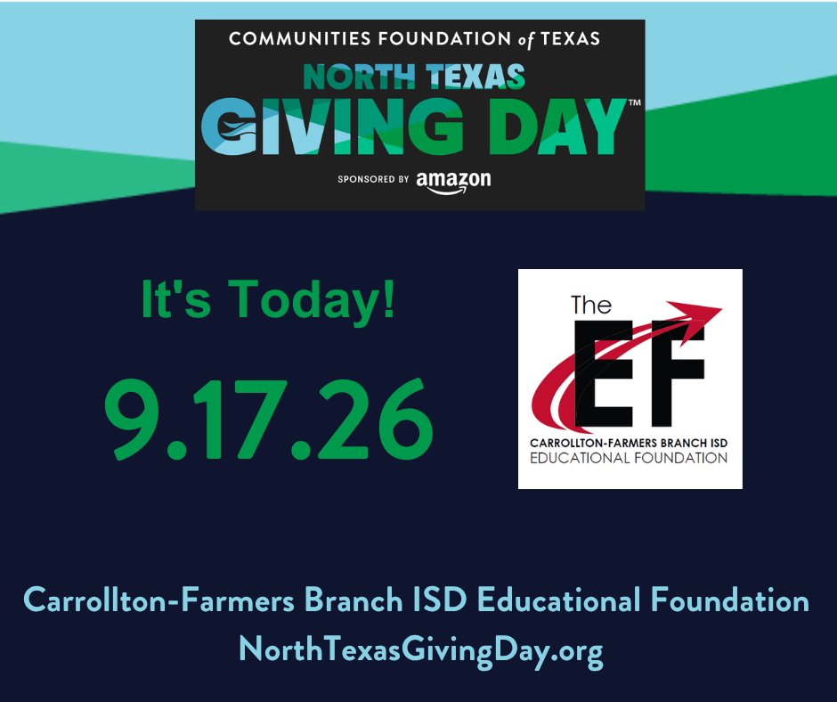 CFBISDEF's tweet photo. Just a few hours left! North Texas Giving Day ends at midnight tonight. If you've been meaning to give to the CFBISD Educational Foundation, now's the time. @CFBISD https://t.co/BL1fSnj8ob