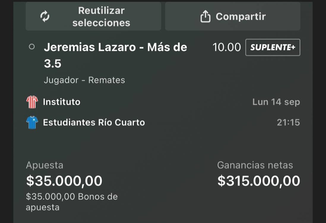 ITUBETS's tweet photo. Jeremías querido, SIEMPRE en tu barco. Al pibe le empezaron a dar minutos hace poco y frente a un rival muy inferior como Estudiantes deberia tener bastantes chances de remate, su suplente puede ser Nicolas Guerra o Jhon Córdoba, dos jugadores con mucho promedio de remates. https://t.co/BUYEQSriHt