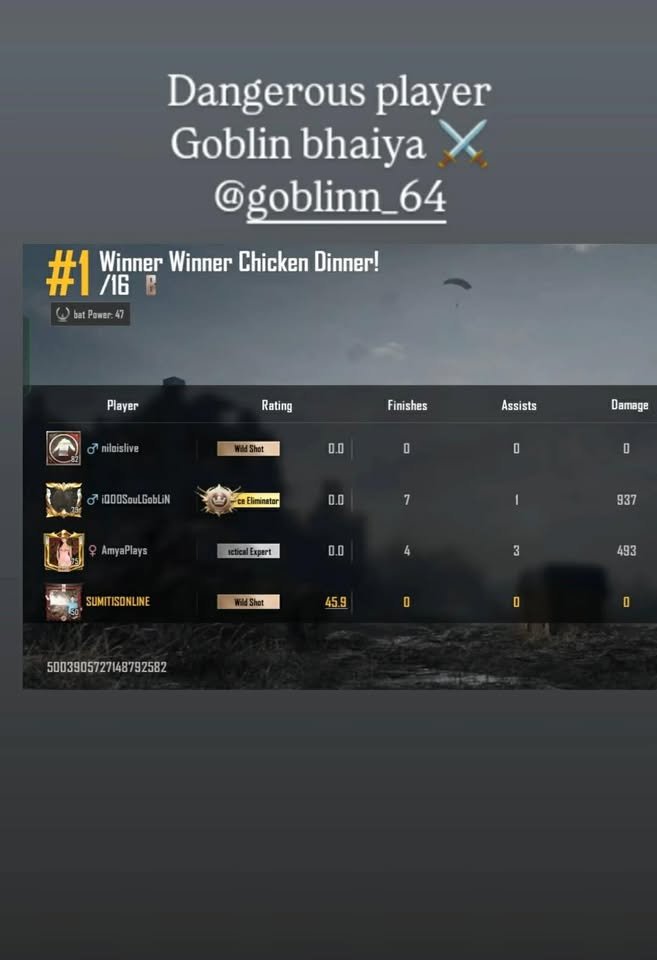 bluelays64's tweet photo. Goblin is also playing ultimate continuing his grind which gave him the most benefit during his 1month benched period, also Amya ji helping him with the grind by giving him assists 😭🙏❤️🚀🧿 

ss source :- one fan's insta story just 4hrs ago! https://t.co/2ckTQ7m7Io