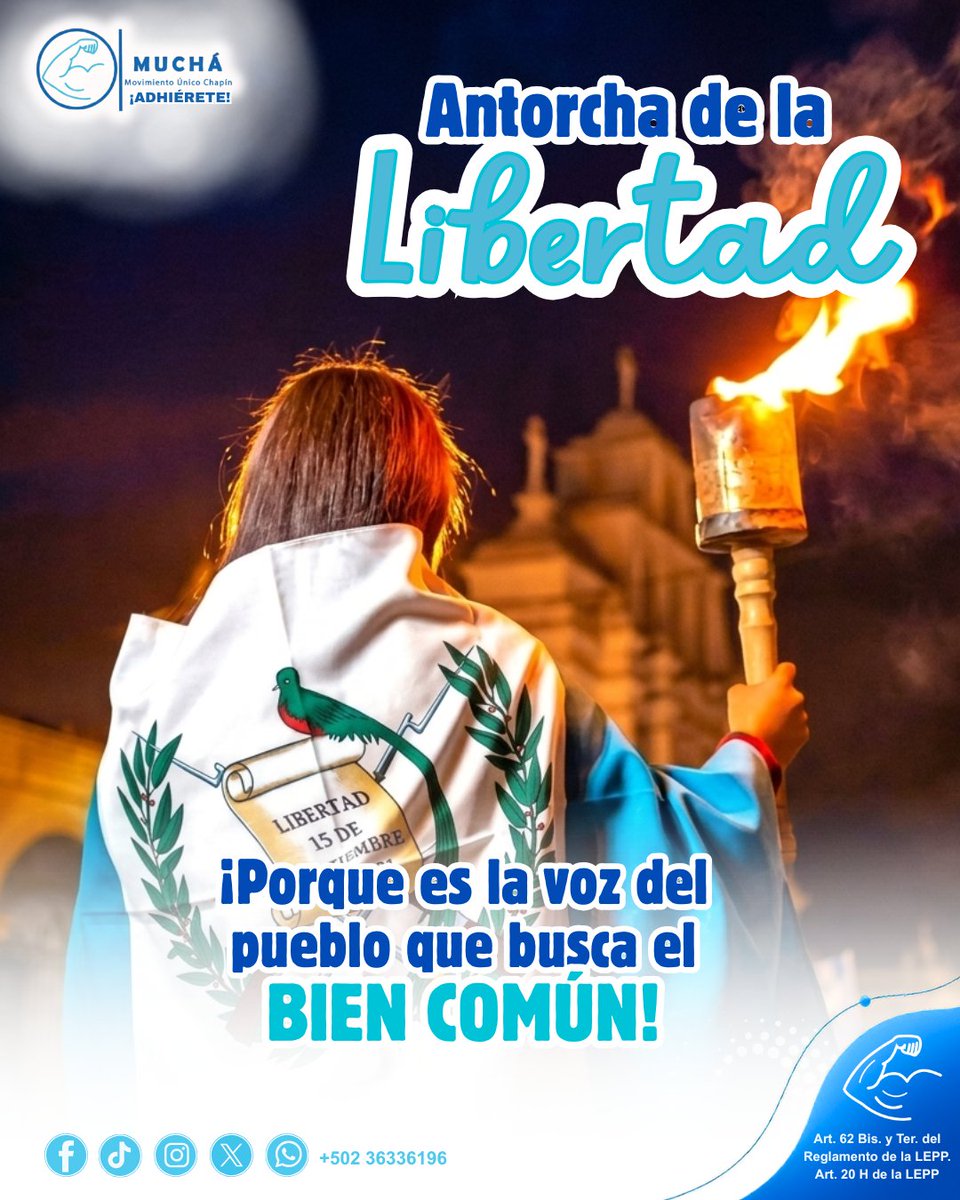 mucha_guate's tweet photo. En MUCHÁ creemos que la LIBERTAD se construye  con ciudadanos organizados, comprometidos y activos. Que la llama de la libertad que hoy recorre las calles de nuestra Guate nos recuerde que estamos llamados contruir la Nación que merecemos. 

#MUCHÁGuatemala 
#AntorchaDeLaLibertad https://t.co/Milqne8zH6