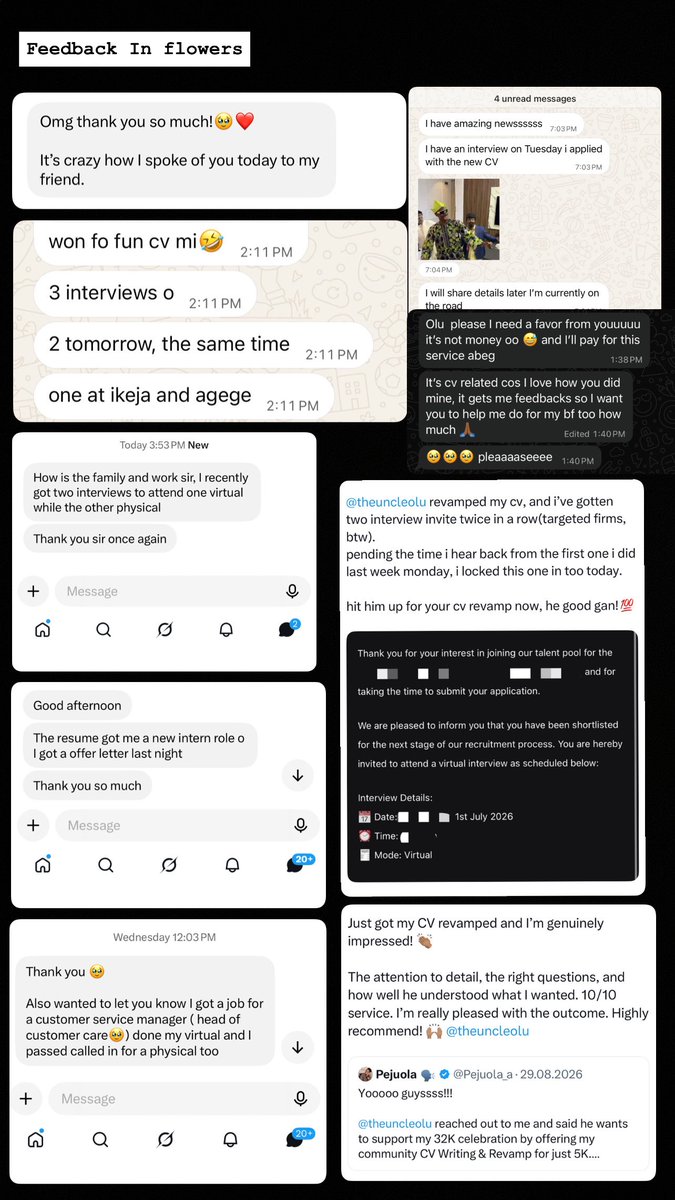 theuncleolu's tweet photo. Your CV should communicate your skills, experience and qualifications in a way that clearly shows who you are, what you can do, and why you're worth considering.

If you need to revamp your CV or write a new one, I'm your guy. https://t.co/TJxv0yhI0I