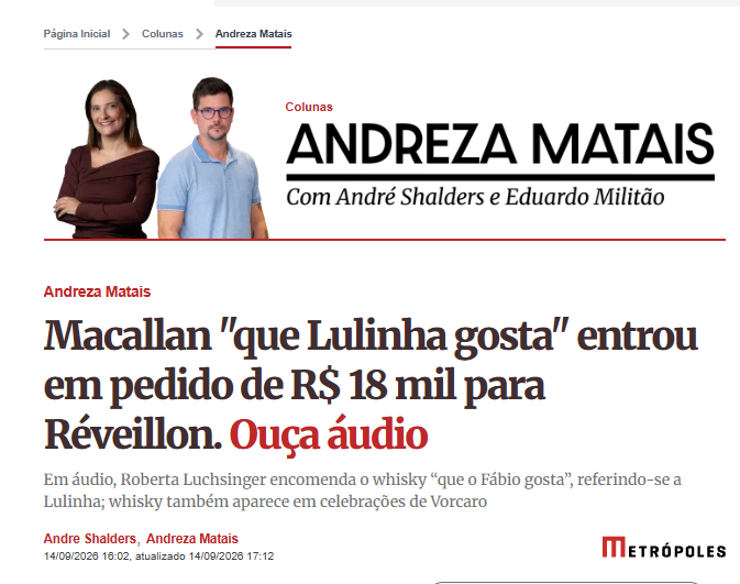 BrunoBocardi's tweet photo. BREAKING NEWS: Roberta afirma ser sócia do presidente Lula, mas ele diz que nunca a viu. Não está fácil para o Lula! https://t.co/8fSQRTaVxP