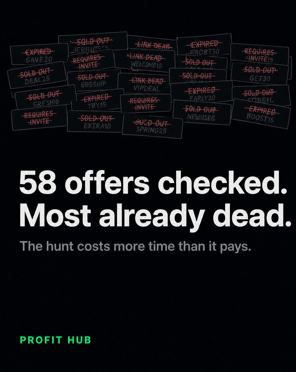 GetProfitHub's tweet photo. Twelve tabs. Three Discord servers. A notes app full of codes that expired last Tuesday. That is what finding a real offer usually costs before you even start earning anything.

Profit Hub replaced the hunt with one feed: live, featured offers with the requirements and reward sho https://t.co/YnzMzq0J5e