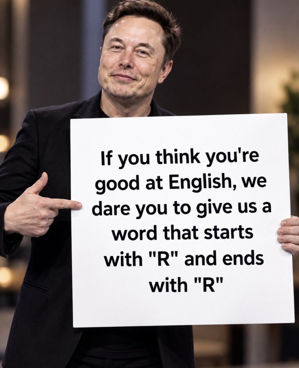 maye_1421's tweet photo. Prove me wrong 

No word starts with 'R' and ends with 'R' https://t.co/OUkPnGXkt4
