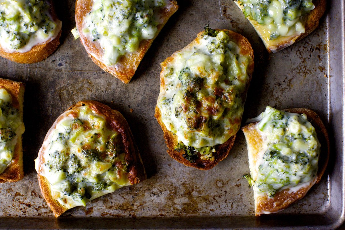 smittenkitchen's tweet photo. Broccoli rubble (crunchy bits quick-cooked with a sinus-clearing volume of garlic, pepper flakes, lemon zest, juice and pecorino) are draped with a slice of provolone and broiled until blistered in an open-face sandwich that's all I want to eat. 

https://t.co/3nGMGfn9Wn https://t.co/8RUEK1uANs