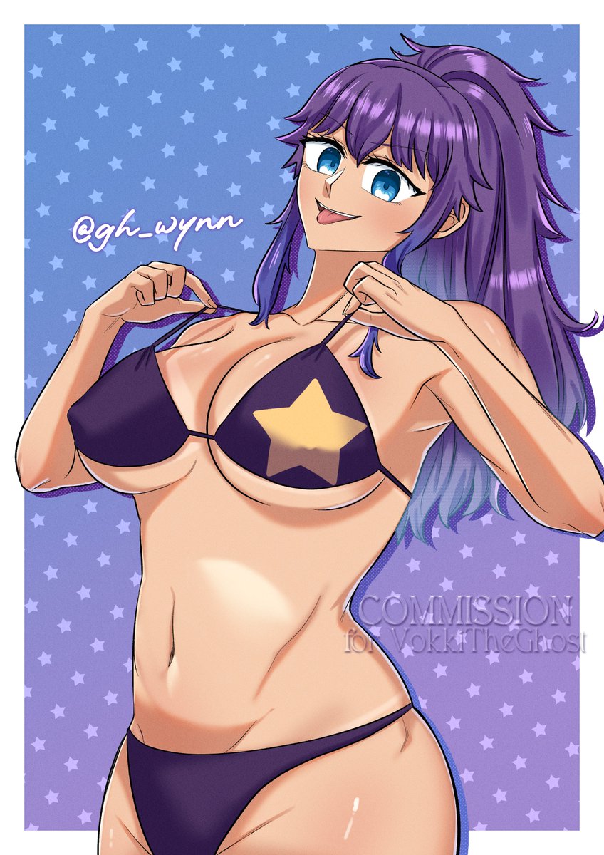 gh_wynn's tweet photo. Thank you @VokkiAtNight for your commission of your OC, Lilie, in a bikini! She's very cute and a lot of fun to draw! 💜🌊

#VgenCommㅤ #commissionㅤ #commsopen https://t.co/cj81BdhkbG