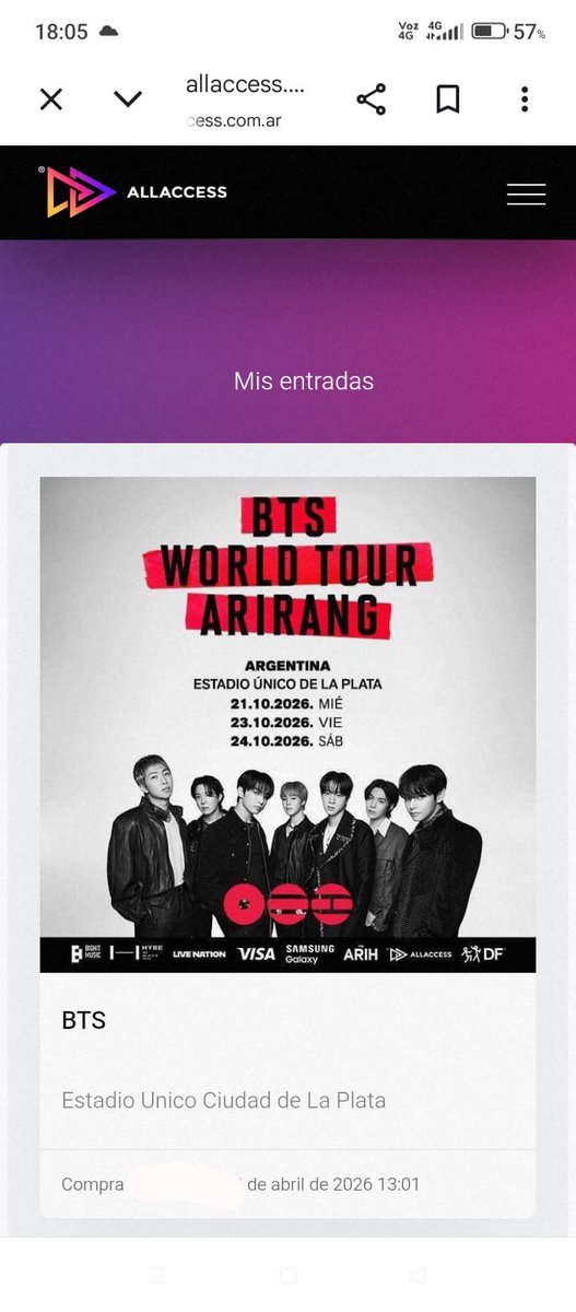 Geraldi04600384's tweet photo. Vendo entrada de bts para el 21 sector campo!!!
La dejo lo que me salió, la pague en cuotas!!!
Hago presencial soy de zona sur.
La vendo por qué la compré para cambiar con una amiga (por otra fecha) pero me cancelo
#BTS_WORLDTOUR_ARİRANG
#btsentradas
#BTSENTRADAS https://t.co/HdmOr2R19G