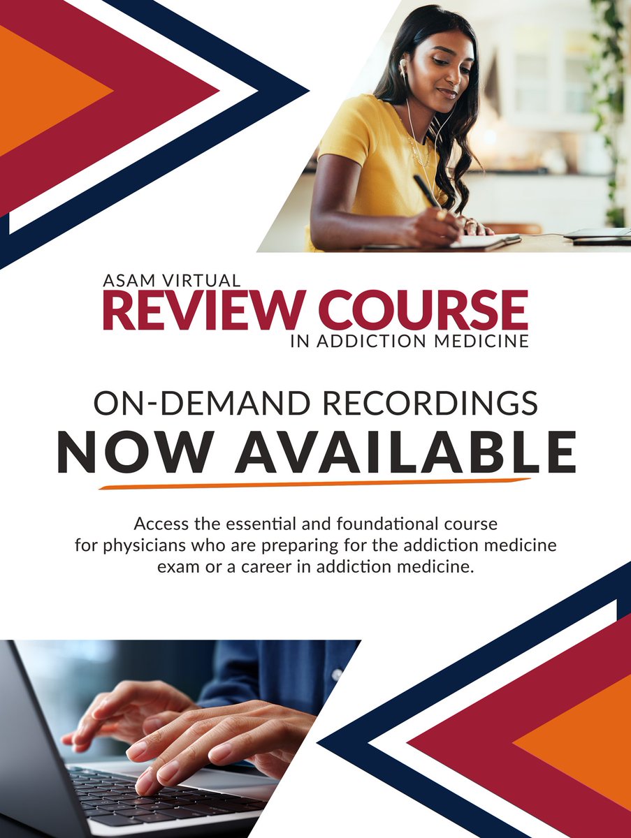 ASAMorg's tweet photo. 15.5 hours of on-demand lectures recorded at this year's 2026 ASAM Review Course in Addiction Medicine, available now >> https://t.co/PXxa0zVzWE 

#ASAM #ReviewCourse #AddictionEducation #AddictionMedicine https://t.co/vfzxLMJmRQ