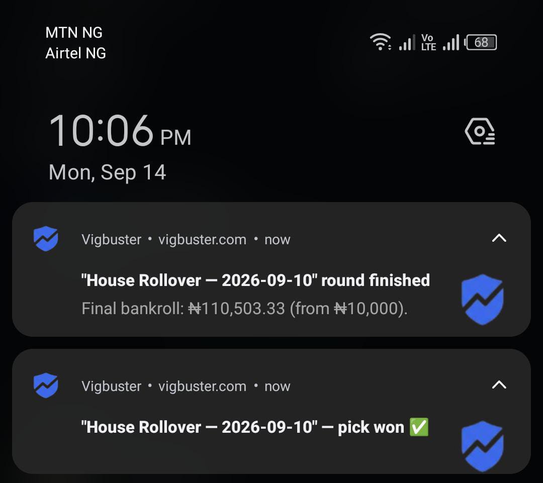 thevigbuster's tweet photo. Successfully completed Round 9 of the House Rollover (with 20% rebate). What a win. 

Note: Past Results do not Guarantee Future Performance. Bet Responsibly. https://t.co/38hRaGGvAO