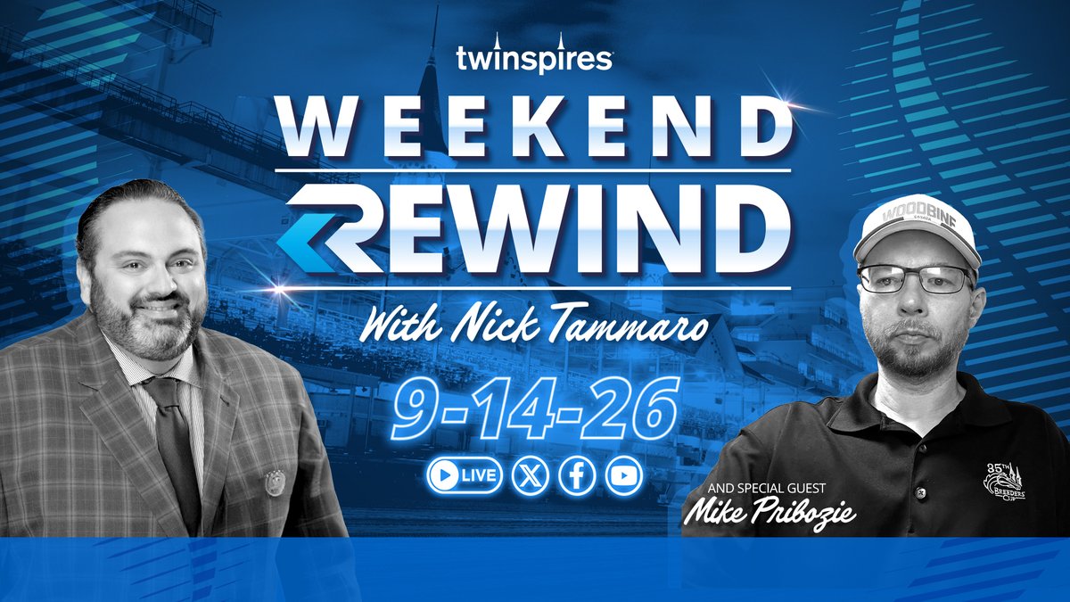TwinSpires's tweet photo. 🏇 **The weekend had plenty to rewind!**

@NTamm1215 welcomes @ITMMikeeP to analyze 𝗦𝗔𝗟𝗔𝗛𝗨𝗗𝗜𝗡’s Iroquois performance and 𝗖𝗢𝗔𝗖𝗛 𝗣𝗢𝗣𝗘’s @ChurchillDowns win, before turning north for the Breeders’ Cup Win & You’re In action @WoodbineTB. 

🎯 E.P. Taylor Stakes
🎯 Woodbine Mile
🏆 Breeders’ Cup implications
📺 **LIVE TODAY at 6 PM ET** on X, Facebook, YouTube & Instagram.