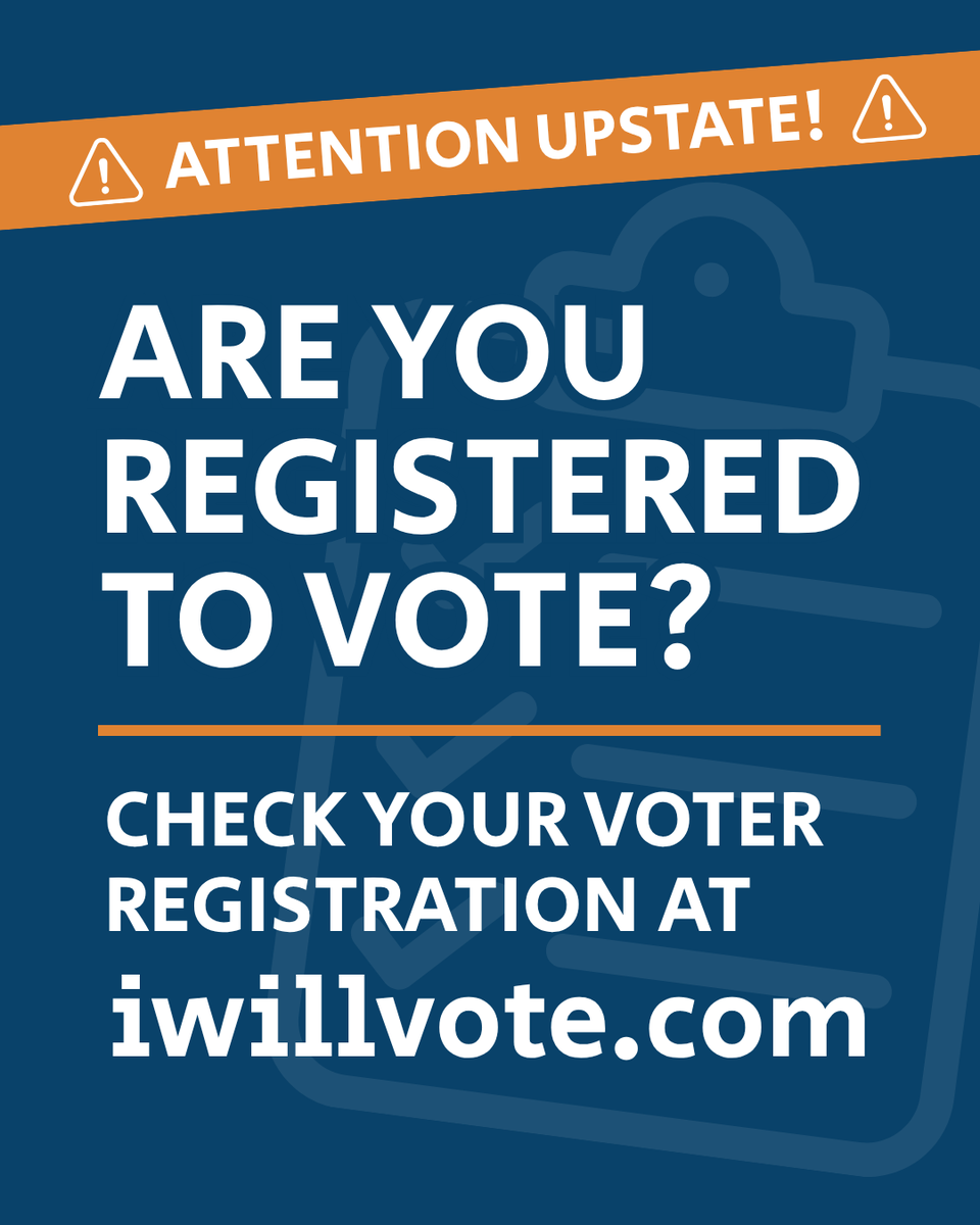 JoshRileyUE's tweet photo. Attention Upstate! Are you registered to vote? It takes just a few minutes to check your registration and make sure everything is up to date. Check today, make a plan, and make your voice heard this November! https://t.co/tl2qnjh5zx