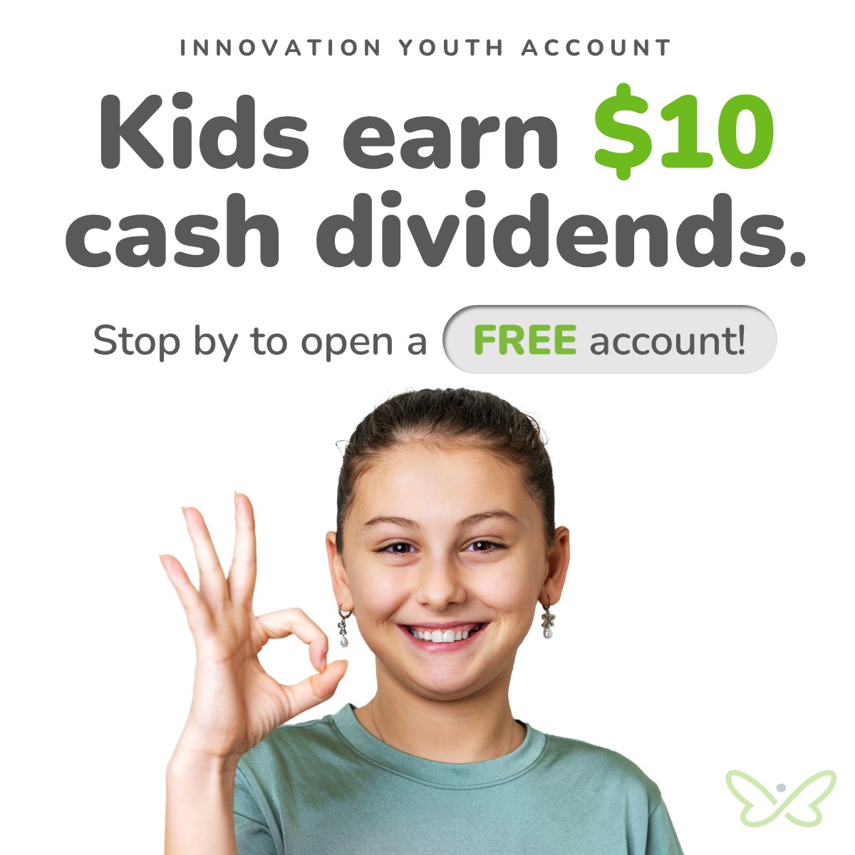 InnovationCU's tweet photo. 💚 Give them a head start on their financial future!
 
Innovation's Youth No-Fee Account helps young members learn smart money habits with an account designed just for them.

✅ No monthly fees
✅ Quarterly youth dividends through Member Rewards*
✅ A safe way to learn saving, spending, and budgeting

Whether it's their first allowance, birthday money, or first paycheque, we're here to help them build confidence with money from an early age.

Visit your nearest Advice Centre to open a Youth No-Fee Account today! 🎉

*Conditions apply.

#InnovationFCU #NoFeeBanking