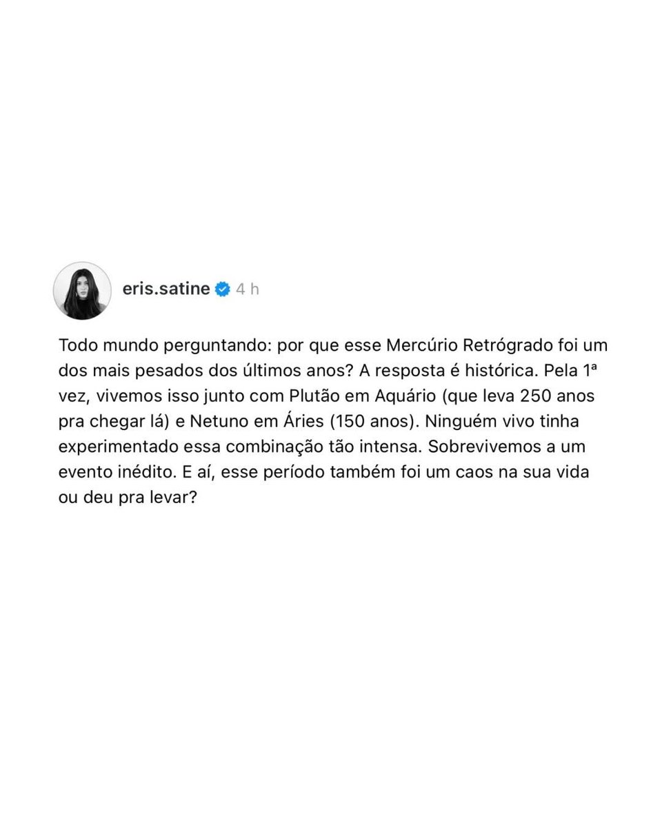 eris_satine's tweet photo. Amanhã (20/03) é um dia cósmico gigante que vai mudar completamente a energia que você vem sentindo desde janeiro.

Duas coisas enormes acontecem ao mesmo tempo: Mercúrio finalmente volta ao movimento direto depois de semanas de confusão e atrasos, e... https://t.co/J4qUvWvTMt