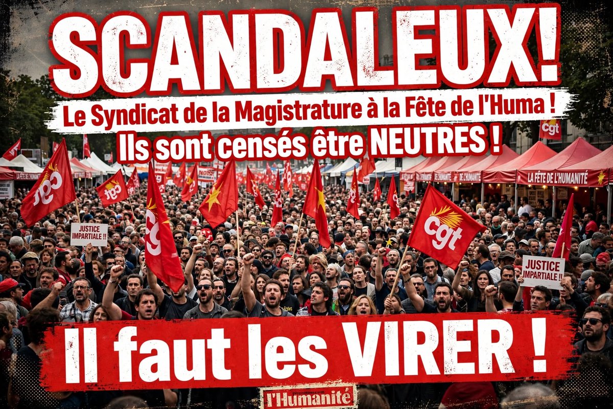 platiniumultra's tweet photo. SCANDALEUX. 🤬
Le Syndicat de la Magistrature a un stand à la Fête de l'Huma.
On parle de magistrats. Des gens censés être NEUTRES, IMPARTIAUX, au-dessus des partis.
Et on les retrouve à la fête du parti communiste, entre les merguez CGT et les drapeaux rouges.
Comment on peut encore croire à une justice impartiale en France quand ceux qui jugent font ouvertement de la politique à gauche ?
C'est une honte. C'est un aveu de politisation. 
Ces gens-là n'ont rien à faire dans la magistrature. Il faut les VIRER.
La justice doit être neutre ou elle n'est pas la justice.
🇫🇷
#GayPatriote #SyndicatDeLaMagistrature #FeteDeLHuma #JusticePolitisée