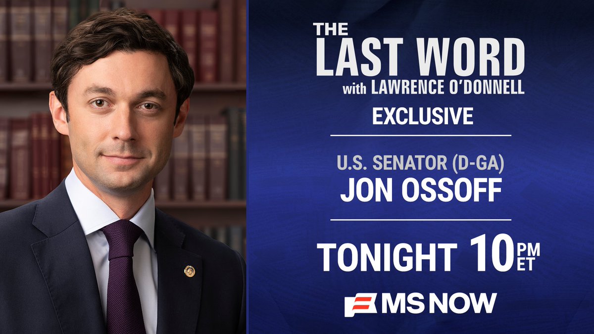 TheLastWord's tweet photo. TONIGHT: Georgia Senator Jon @ossoff joins @Lawrence on The #LastWord. Tune in! https://t.co/VbgWaMaXvh