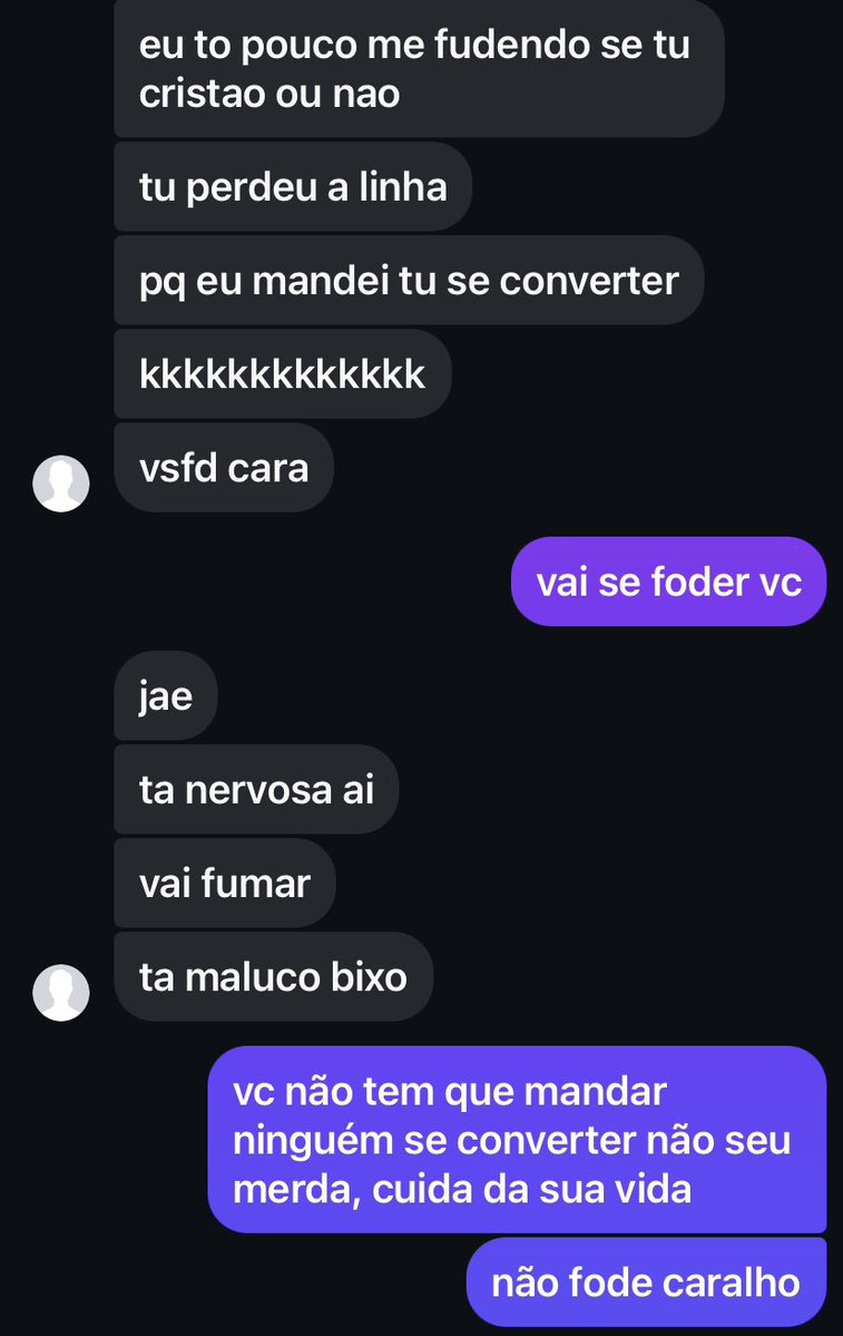 ComaWhitey's tweet photo. quando ce ta conversando com o cara dboa e ele manda vc se converter (?) kkkk https://t.co/5JMaKoGZR8