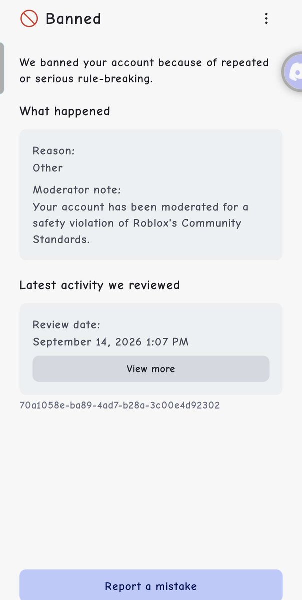 Starry2799's tweet photo. Hello everyone, I just got banned from Roblox, my boyfriend and I are trying to solve this issue because there's absolutely no reason of why I got banned. I felt like it was good if I posted about this because I think there may be some people who could try and help me a little- https://t.co/5Z8GzfJOBG