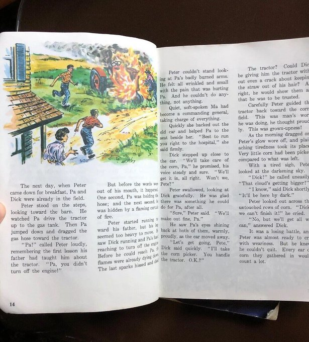 AntoniusOhii's tweet photo. People rightly talk about how 60% of US adults read at a 6th grade level and so on, but no one talks about how the grade levels themselves are devalued. This is what a third grader would have been reading in the 80s/90s; compare to the absolute baby books we read them now. https://t.co/8QRkWib0nJ