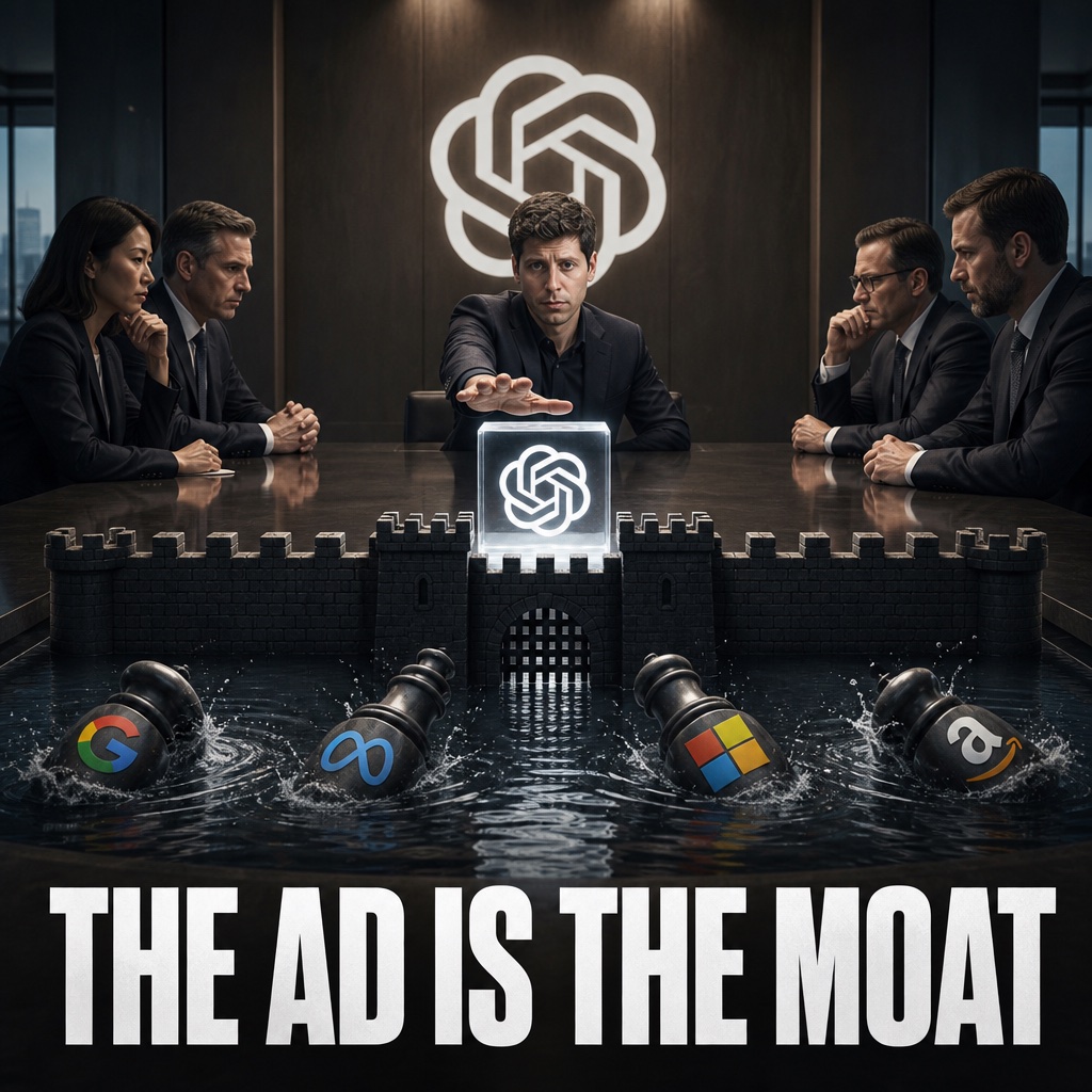 HeyDravon's tweet photo. openai hit $1B in ad revenue.

then banned rival AI image and audio tools from advertising in their app.

adobe found out when their campaigns stopped running.

the ad business isn't just a revenue line. it's a moat. https://t.co/xyem0ORvgV