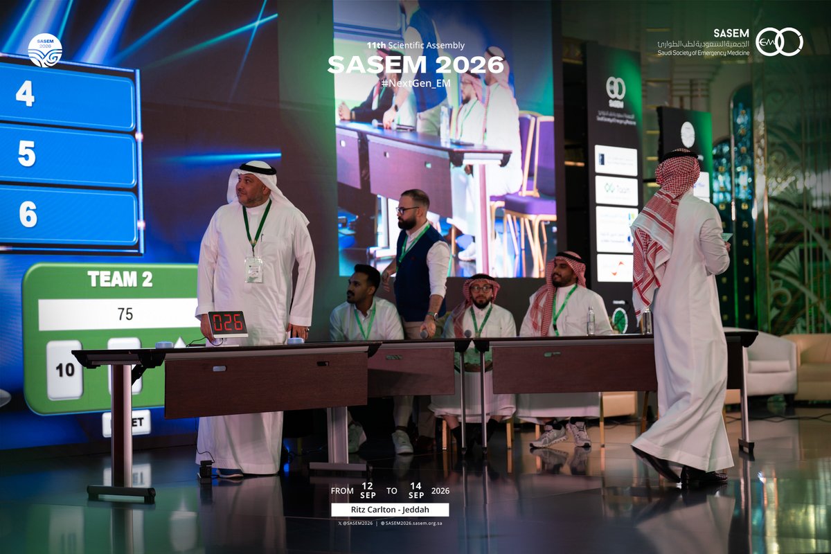 sasem2026's tweet photo. 🎮 Emergency Medicine: Clash of the Titans! ⚔️
The competition was on! 🔥

A fun-filled battle of knowledge, quick thinking, and emergency medicine skills.
Moderated by🎤 Dr. Montasir Moamenah

#SASEM2026
#NextGen_EM https://t.co/Ro2AFLsJ08