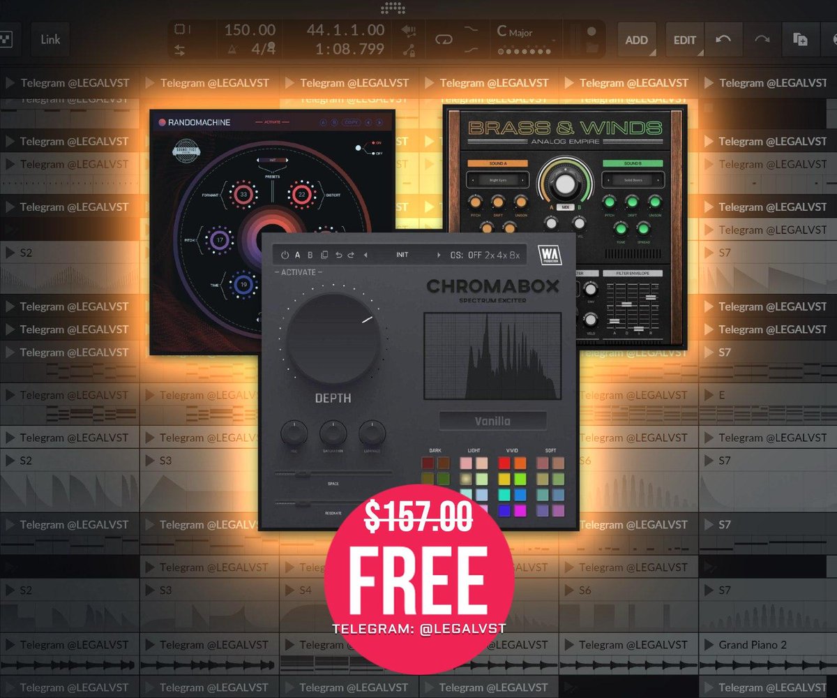 LEGAL_VST's tweet photo. FREE Bundle of 3 plugins:
โข ChromaBox: Color-based sound shaping
โข Randomachine: Randomize params
โข Analog Empire: Dual-layer brass/winds
๐ป Win/Mac (VST3/VST/AU/AAAX)
๐ FREE (5k copies)
๐ Link in bio!
#freeplugin #sounddesign #randomization #brassplugin #windsplugin https://t.co/Fqqo0VZDIG