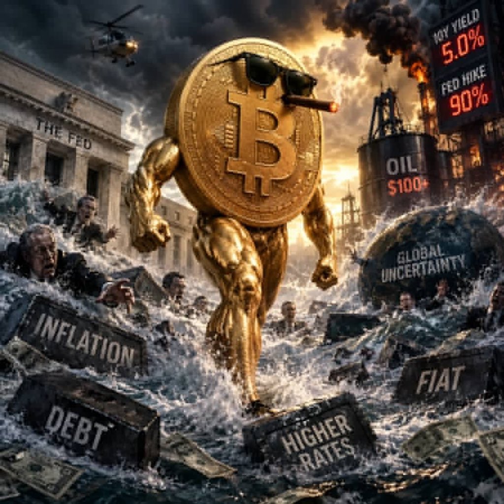 MoritaZa's tweet photo. The bullish $BTC signal:

10Y Treasury: 5%
Oil: $100+
Fed: likely hiking
Liquidity: tightening

And Bitcoin went from ~$60K to $70K+.

$BTC is rallying into a macro headwind.

Like a knife through hot butter https://t.co/HDRUj1NwSW