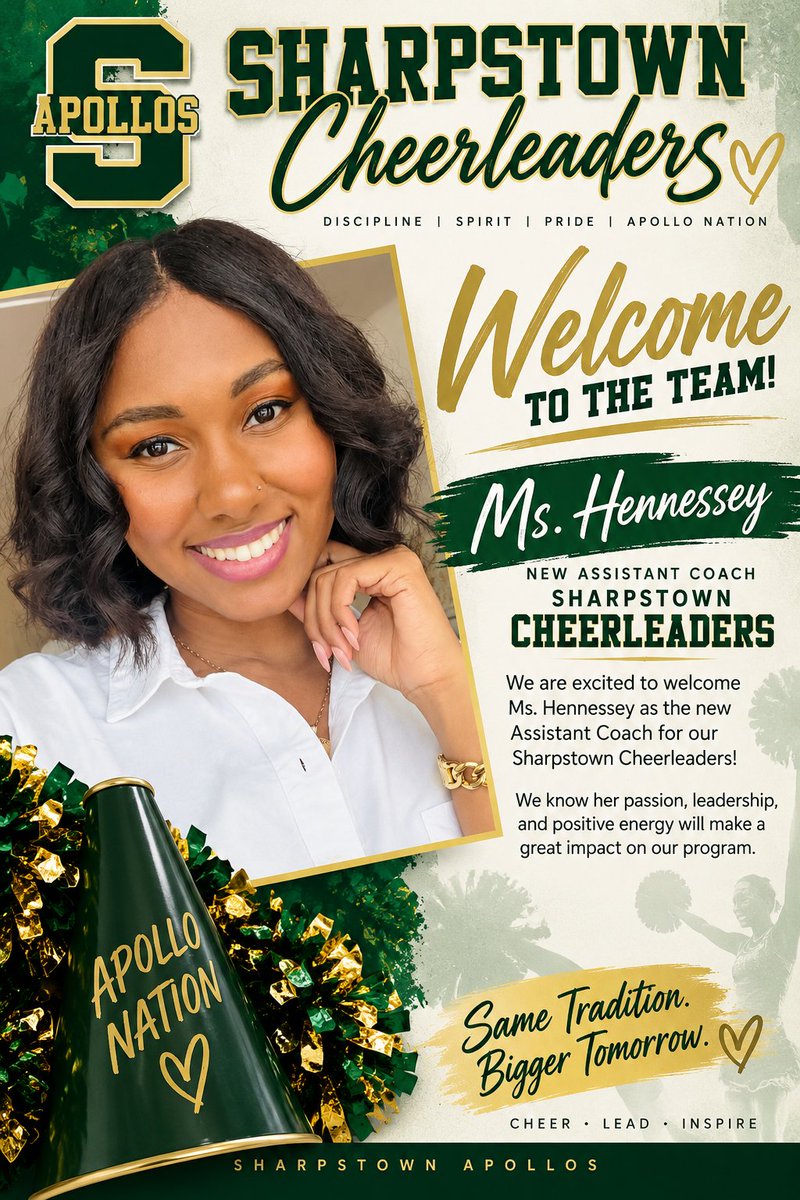 Sharpstown_HS's tweet photo. 🎉 BIG NEWS, APOLLOS! Please join us in congratulating Ms. Hennessey, one of our dedicated Art of Thinking teachers, on her new role as Assistant Cheerleading Coach! 📣 We can’t wait to see her bring her passion, energy, and Apollo pride to the team! #BeSharpstown https://t.co/SeuJT5QYGZ