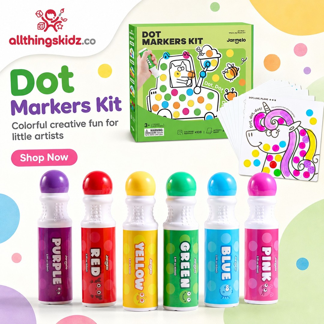 SuVRangel's tweet photo. Jar Melo washable dot markers for toddlers: 6 vibrant colors, 120 printable designs, and 10 activity sheets. Non-toxic and perfect for creative play, arts, crafts, and gifts. Comment “Shop” or check the link in bio. https://t.co/XbvAhgLm79