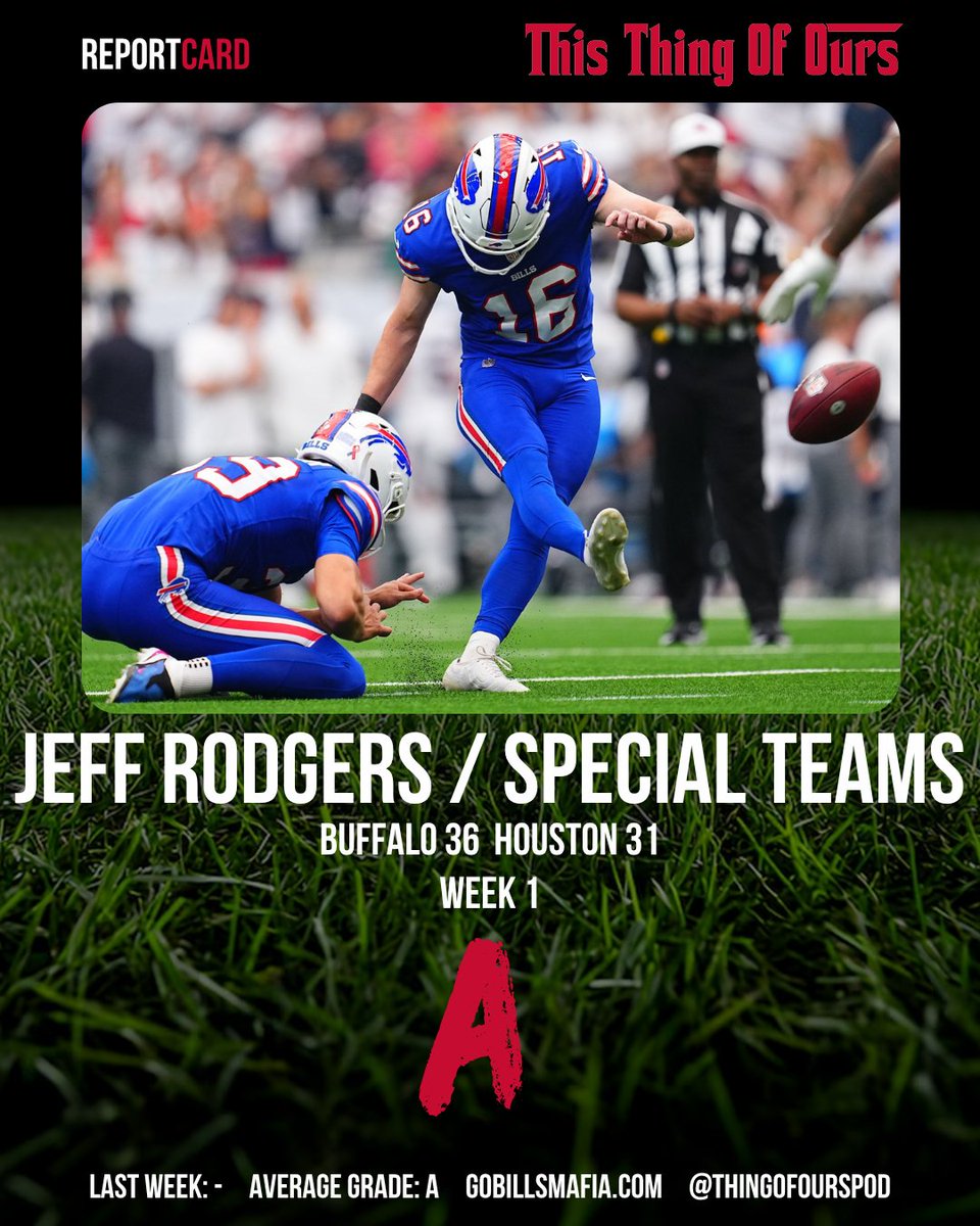 ThingOfOursPod's tweet photo. Bills Report Cards - Week 1: Weekly Grades for Joe Brady, Jim Leonhard, Jeff Rodgers and Josh Allen. Explained in the latest pod: https://t.co/vsW3qjHgPZ #GoBills #BillsMafia #ThisThingOfOurs https://t.co/8hwPGMTCQY
