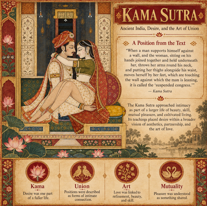jbrasco165's tweet photo. The Kama Sutra wasn’t only about positions.
It reflected a broader ancient Indian view of desire, beauty, skill, refinement, and shared pleasure.

#KamaSutra #AncientIndia #History #AncientSexuality #IndianCulture #ArtOfLove #CulturalHistory #WorldHistory https://t.co/cHtcJfVFNG