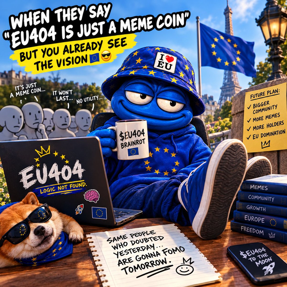 SPARTAN_219's tweet photo. They said it’s “just a meme coin” 😂

Meanwhile $EU404: 404 — Logic Not Found. 🇪🇺🧠
@EU_Brainrot https://t.co/orzsU0836G