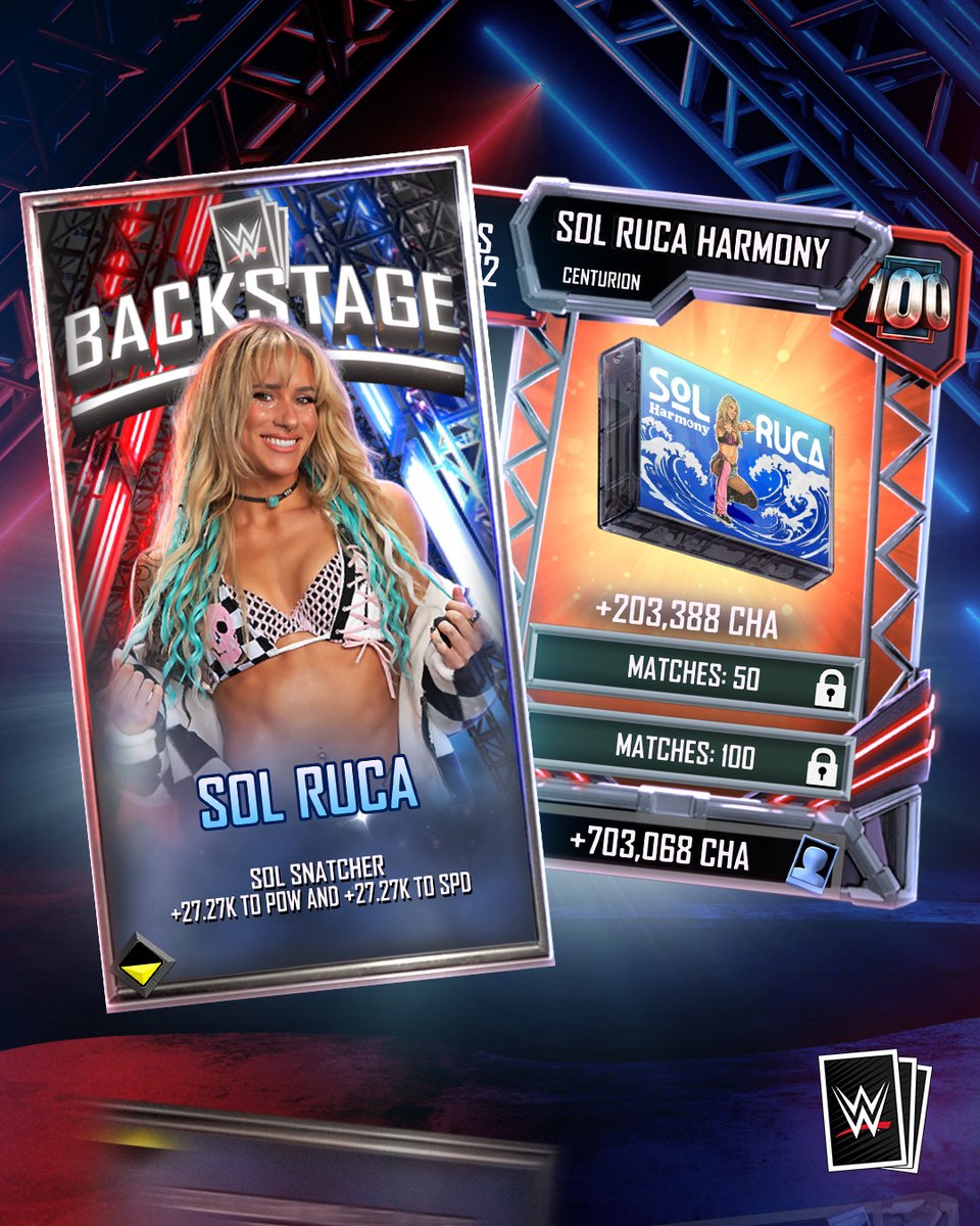 WWESuperCard's tweet photo. Sol Ruca's running the Daily Streak this week. Check in each day at https://t.co/ctDcU1GYXS to claim her soundtrack support card. https://t.co/swL76bOHdw