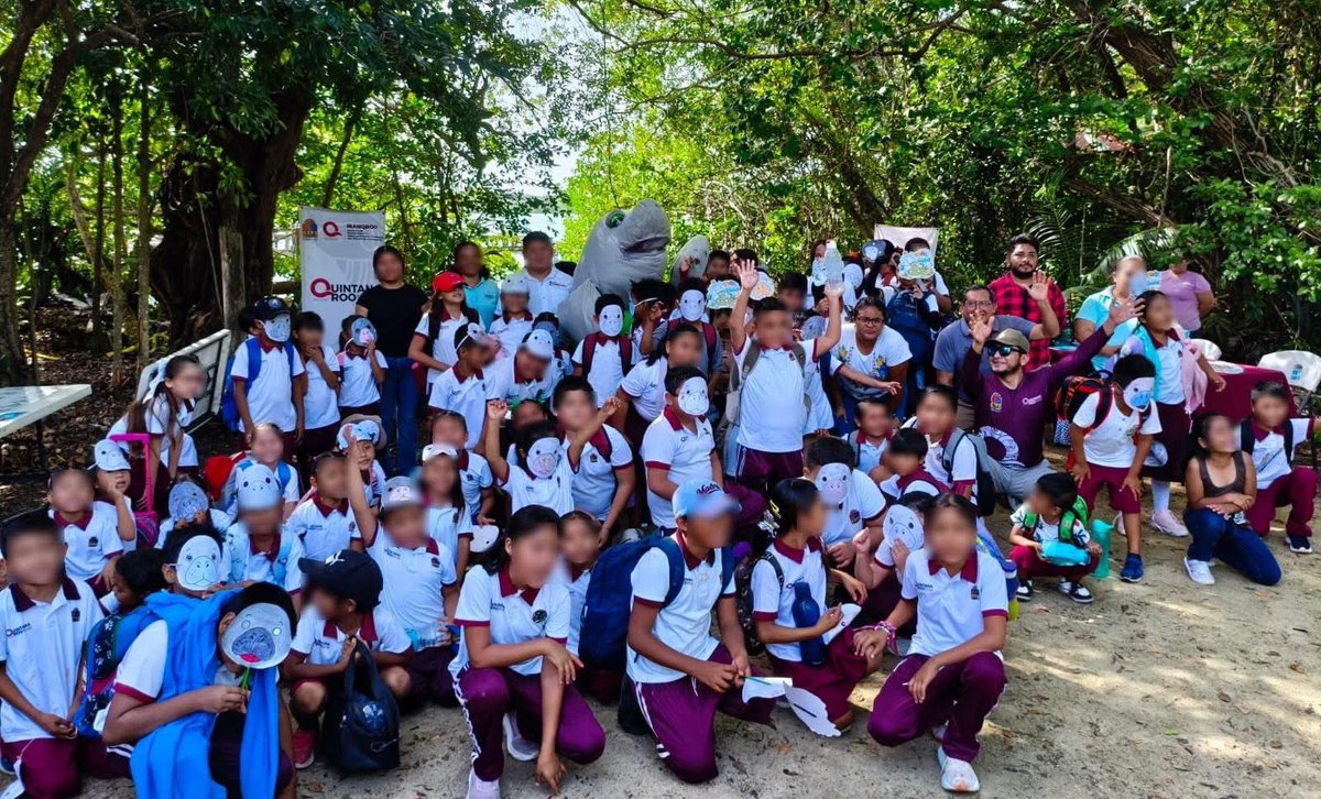 MaraLezama's tweet photo. 🎉🦭 ¡Hoy celebramos a un habitante muy especial de #QuintanaRoo: Daniel, el manatí!

Junto a las niñas y niños de la primaria Benito Juárez, en Laguna Guerrero, celebramos su cumpleaños con actividades para aprender, convivir y descubrir por qué es tan importante proteger a esta especie. 🌿

🌊 Cuidar a Daniel y a todos nuestros manatíes es cuidar la vida de nuestros humedales.