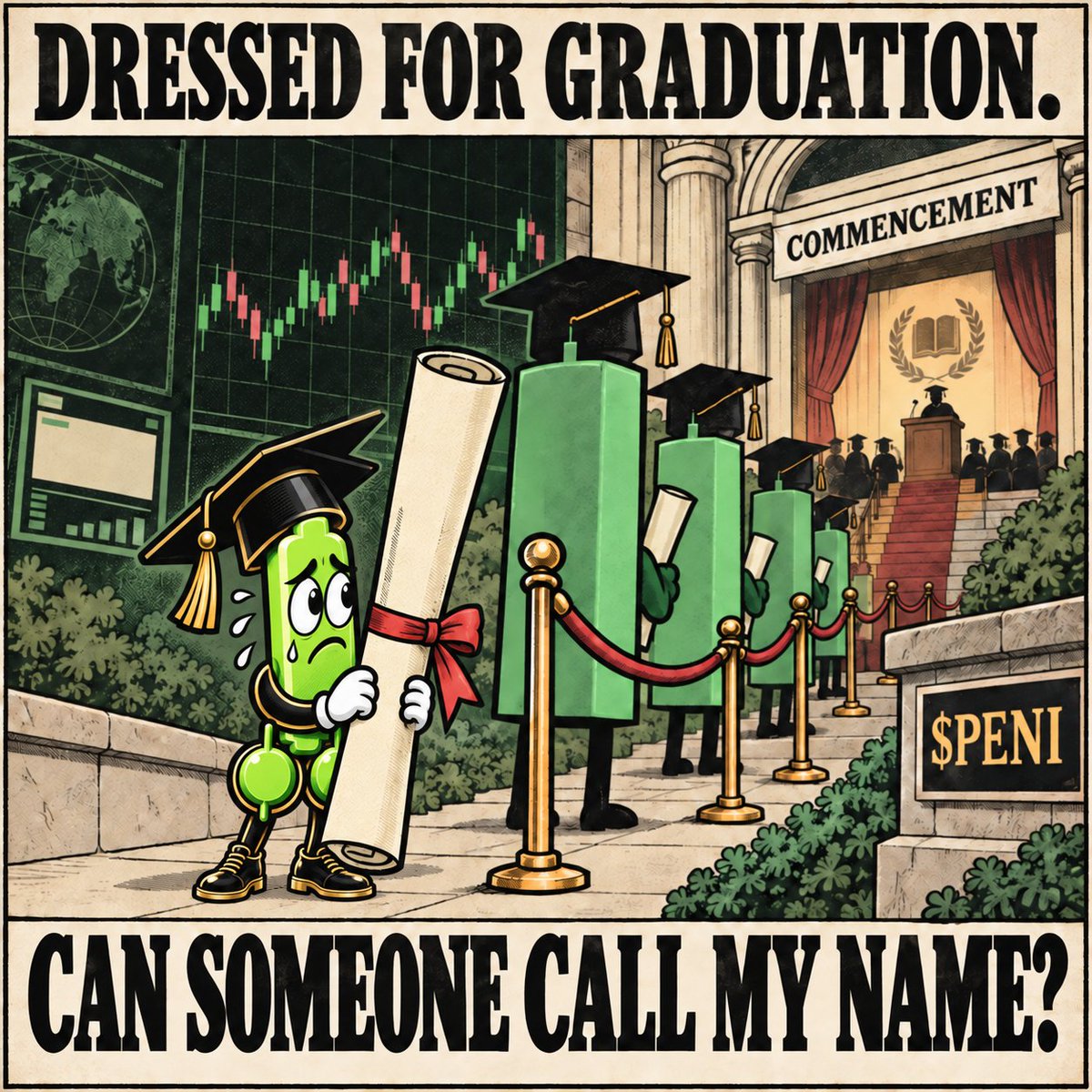 PeniStock's tweet photo. They said “dress for the job you want.” PENI showed up in a graduation cap with a diploma bigger than itself. 🎓

From penny stock to Peni Stock. $PENI https://t.co/F1zNjmUx1x